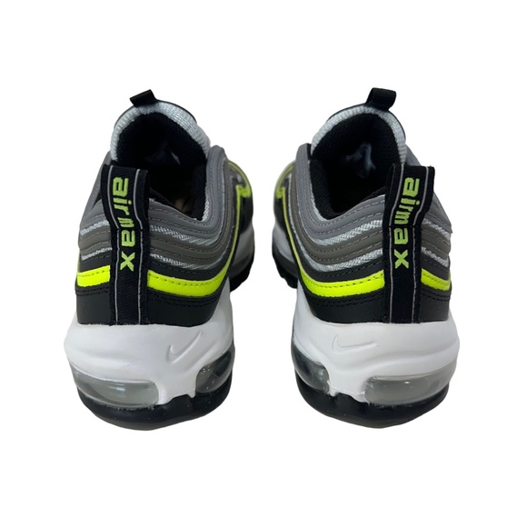Nike Air Max 97 Platinum Black Volt Green Size 4Y Big Kids 921522-030 Retro - Picture 5 of 8
